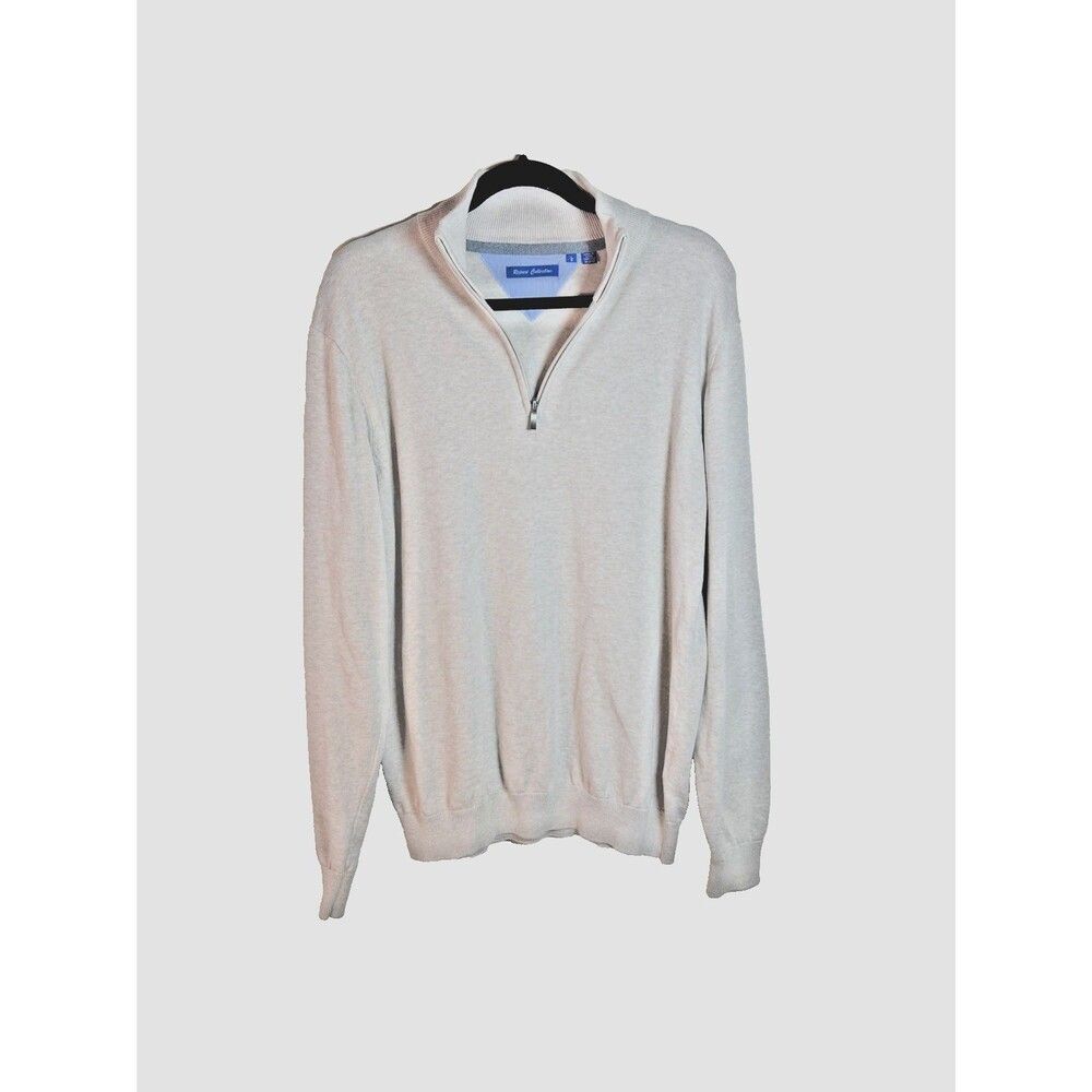 Report Collection Size Large Tan Color Men's Classic Zip Sweater 100% Cotton